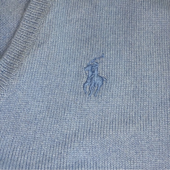 RALPH LAUREN Blue Label 100% Cashmere Italian Yarn V Neck Blue‎ Sweater Large - Picture 10 of 10